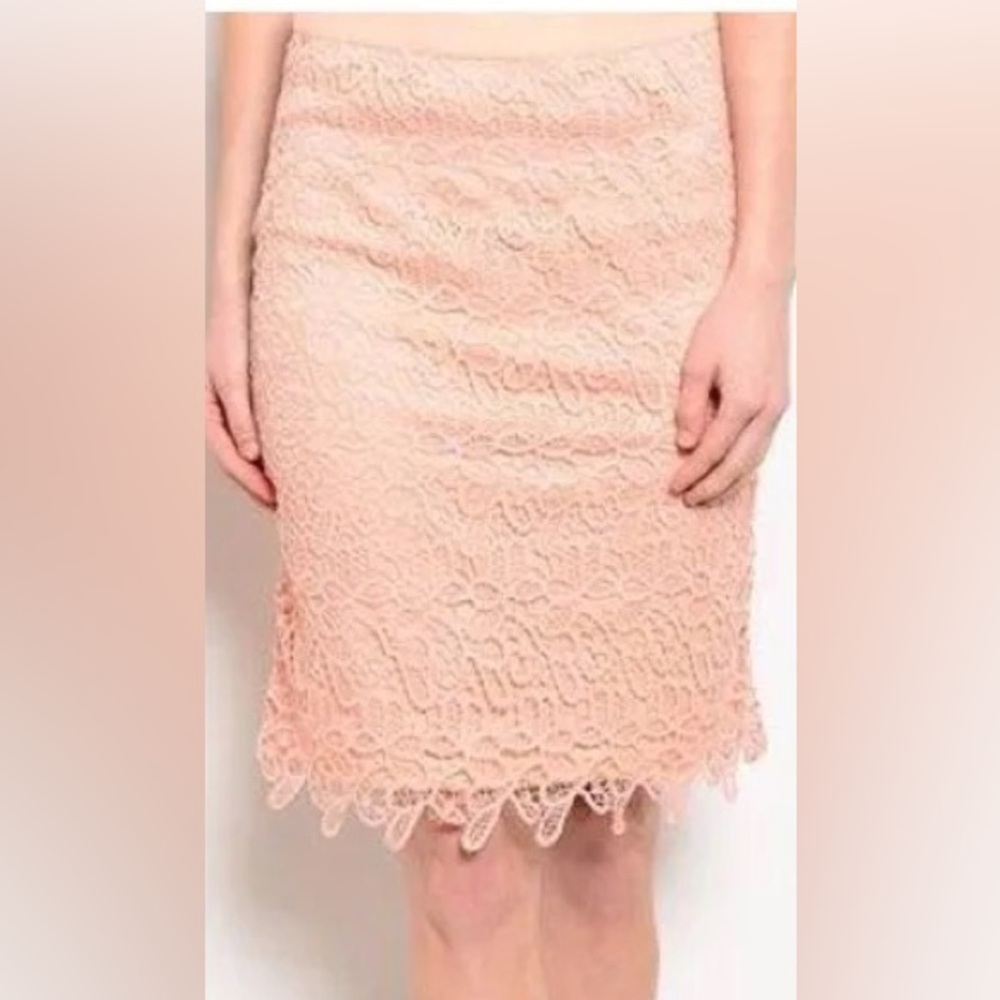 ABS: NWT PEACH LACE PENCIL SKIRT SIZE 4